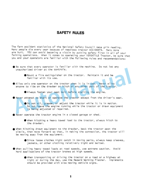 Alternative view of New Holland 800, 850 4WD Tractor Operation and Maintenance Manual 42080021