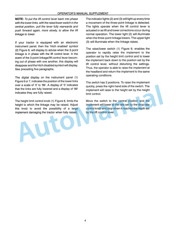 New Holland 8160, 8260, 8360, 8560 Operation and Maintenance Manual 86576994-2