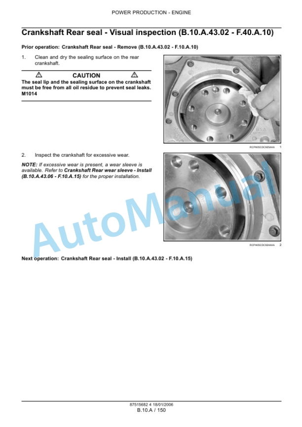 New Holland 8.3, 9.0L 6 Cylinder, 24 Valve CNH Engine With High Pressure Common Rail Fuel System Repair Manual 87515684-2