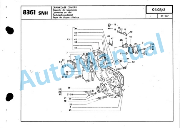 New Holland 8361 SI-10 Fiat Engine Service Parts Catalogue 9504439-2