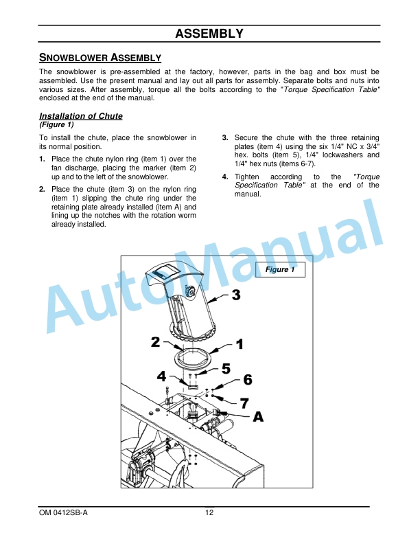 New Holland 836GS 60in Snowblower Operation and Maintenance Manual 47391778-3