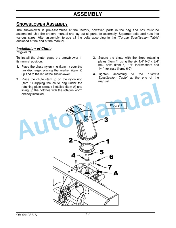 New Holland 836GS 60in Snowblower Operation and Maintenance Manual 47524263-3