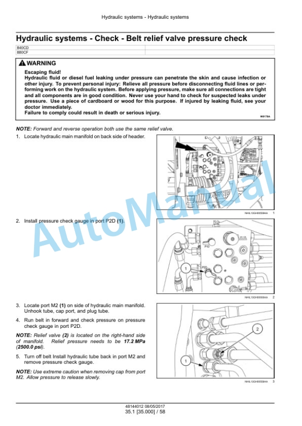 New Holland 840CD, 880CF Draper Header Service Manual 48144012-2