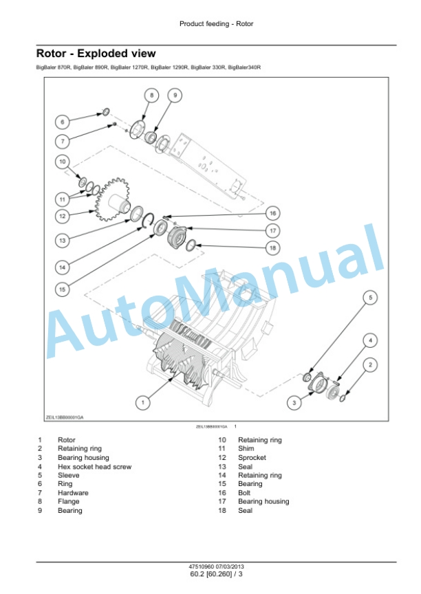 Alternative view of New Holland 870, 890, 1270, 1290, 330, 340 BigBaler Square Baler Service Manual 47534291