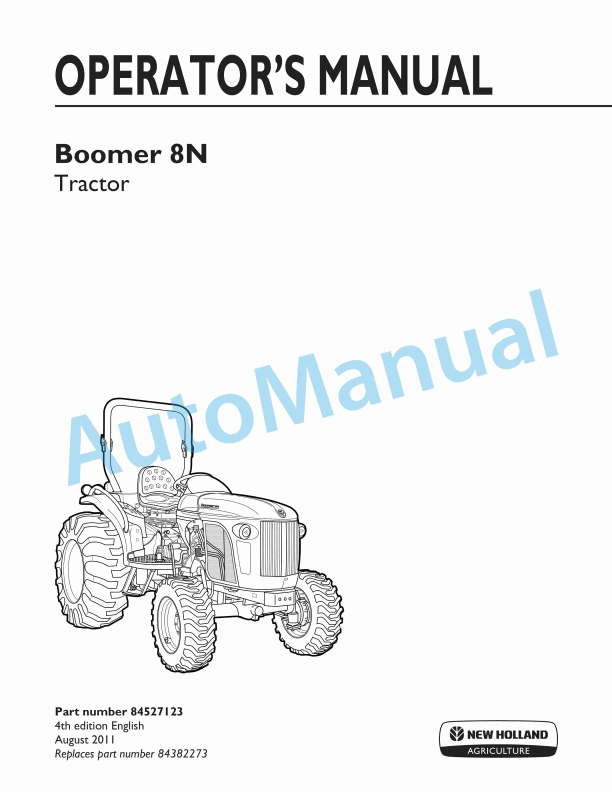 New Holland 8N Boomer Tractor Operation and Maintenance Manual 84527123