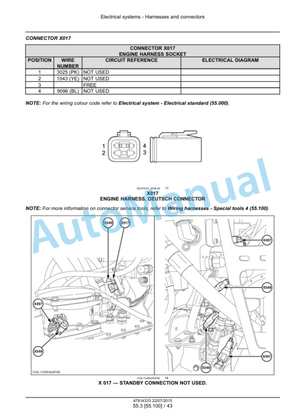 Alternative view of New Holland 9090X, 9090X GE, 9090X H, 9090X O, 9090X COFFEE, 9090X OLIVE PLUS, 9090X OLIVE PLUS GE Grape Harvester Service Manual 47914333