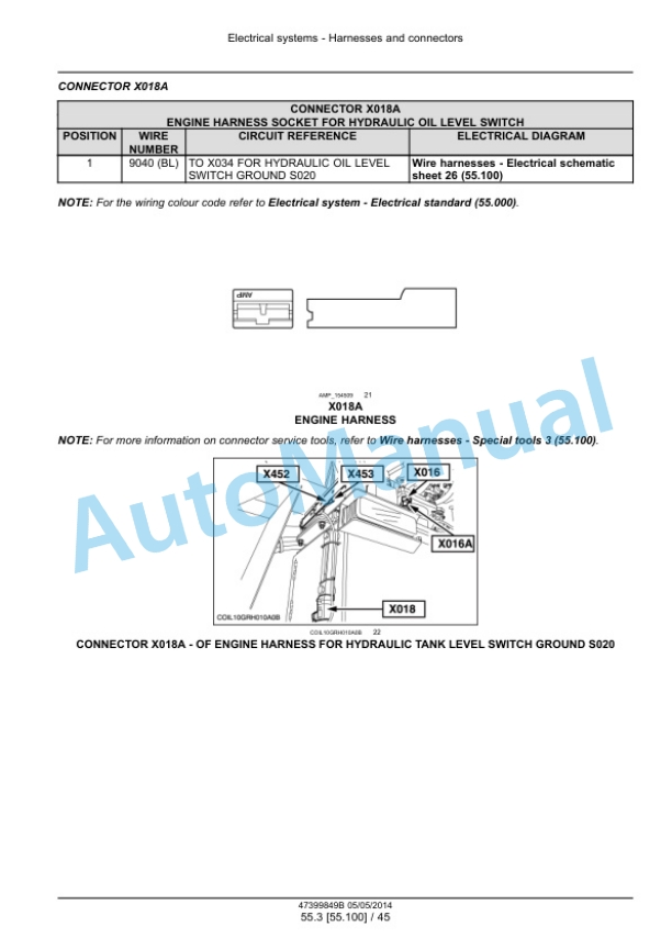Alternative view of New Holland 9090X Grape Harvester Service Manual 47399849B