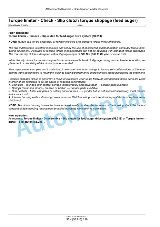 New Holland 9105-24 Maize Master Corn Header Service Manual 48123416-4