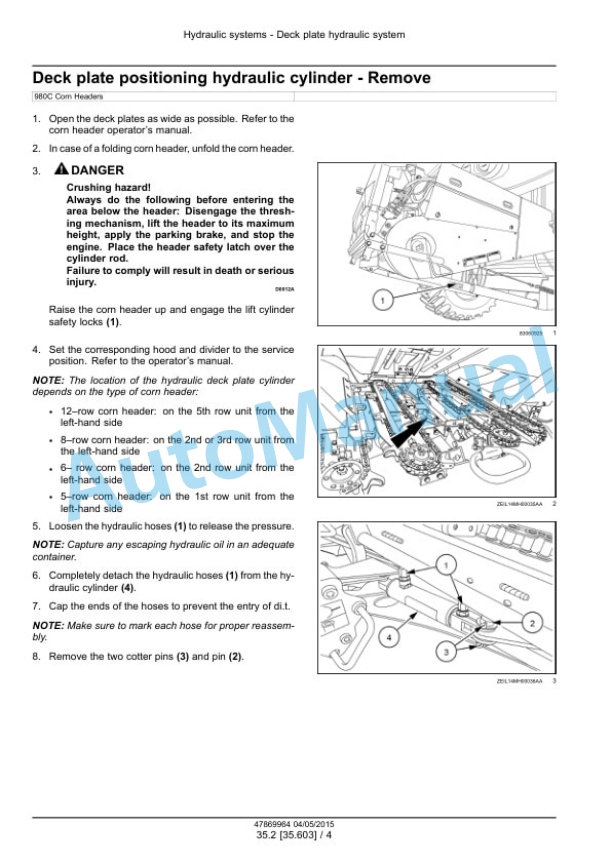 New Holland 980CF, 980CR Corn Header Service Manual 47869964-2