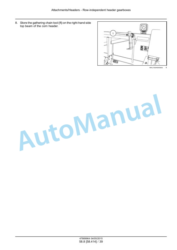 New Holland 980CF, 980CR Corn Header Service Manual 47869964-5