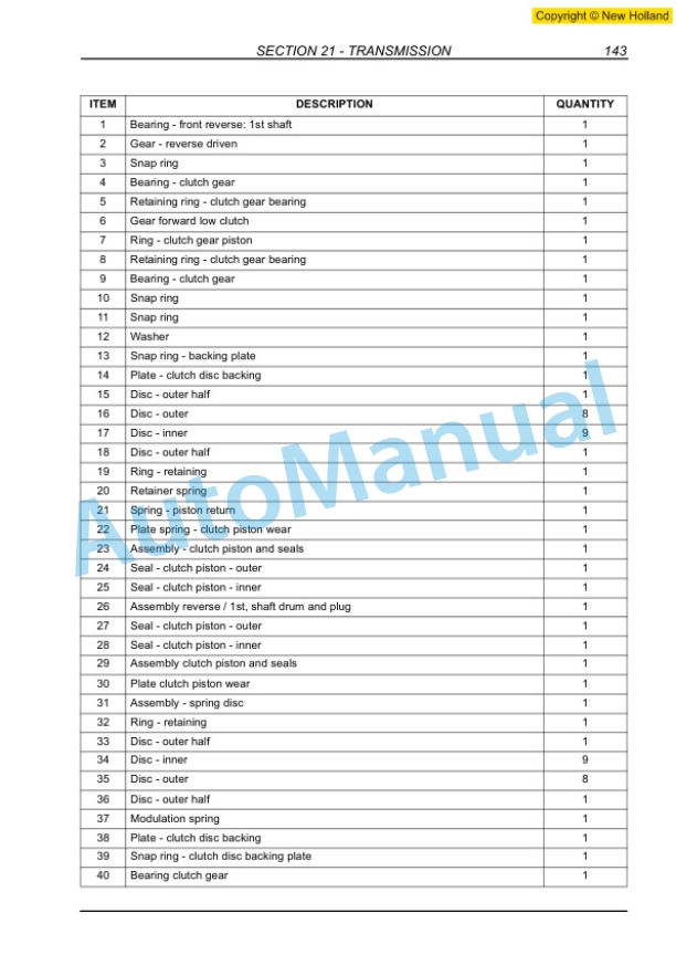 New Holland B110, B115 Backhoe Loader Repair Manual 87643846-2