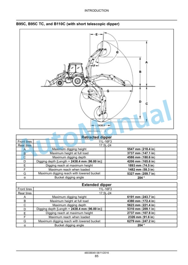 New Holland B95C, B95CLR, B95CTC, B110C Tier 4B Final Tractor Loader Backhoe Service Manual 48082154-3