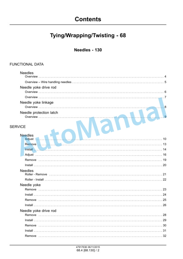 Alternative view of New Holland BC5050, BC5060, BC5070, BC5070 Hayliner, BC5080 Square Baler Service Manual 47936444