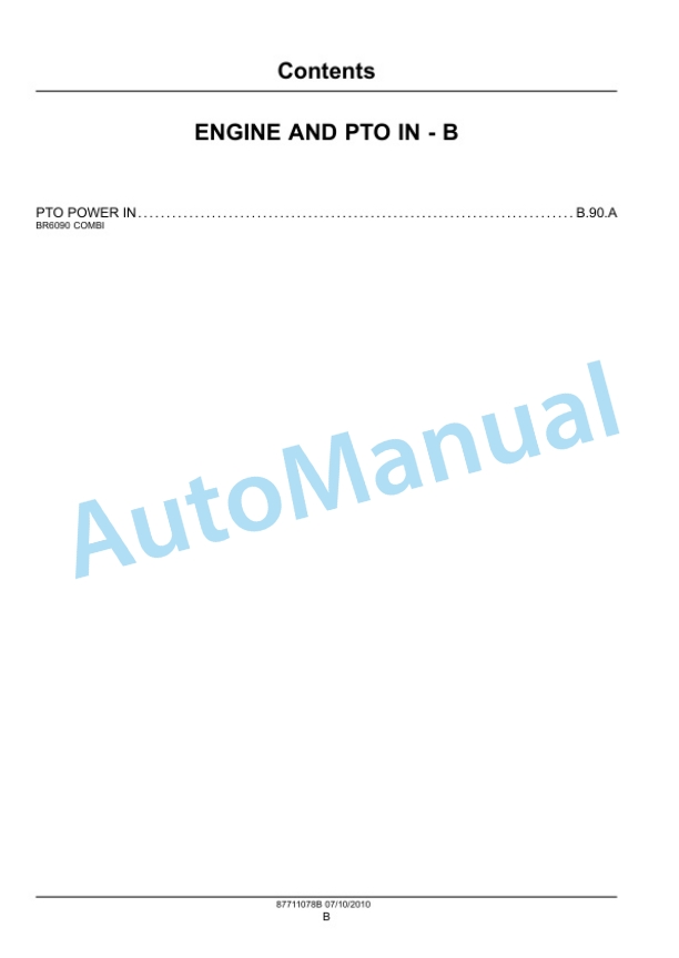 New Holland BR6090 Combi Service Manual 87711078B-3