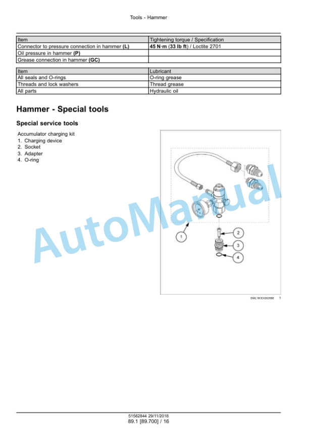 New Holland CB 240S, CB 290S, CB 370S Hydraulic Breaker Service Manual 51562844-3