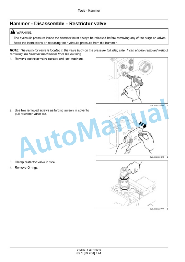 New Holland CB 240S, CB 290S, CB 370S Hydraulic Breaker Service Manual 51562844-4