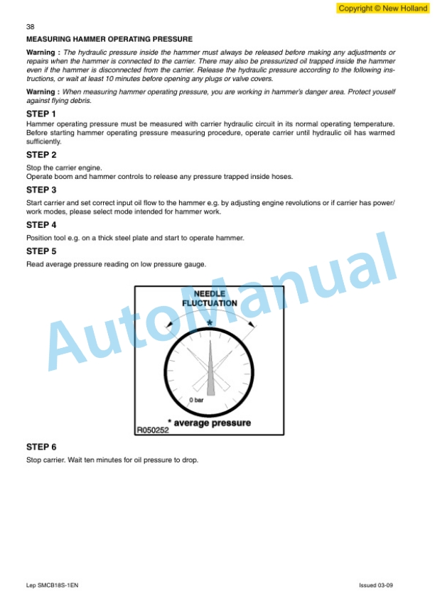 New Holland CB Series Hydraulic Hammer Service Manual 6036722103-2