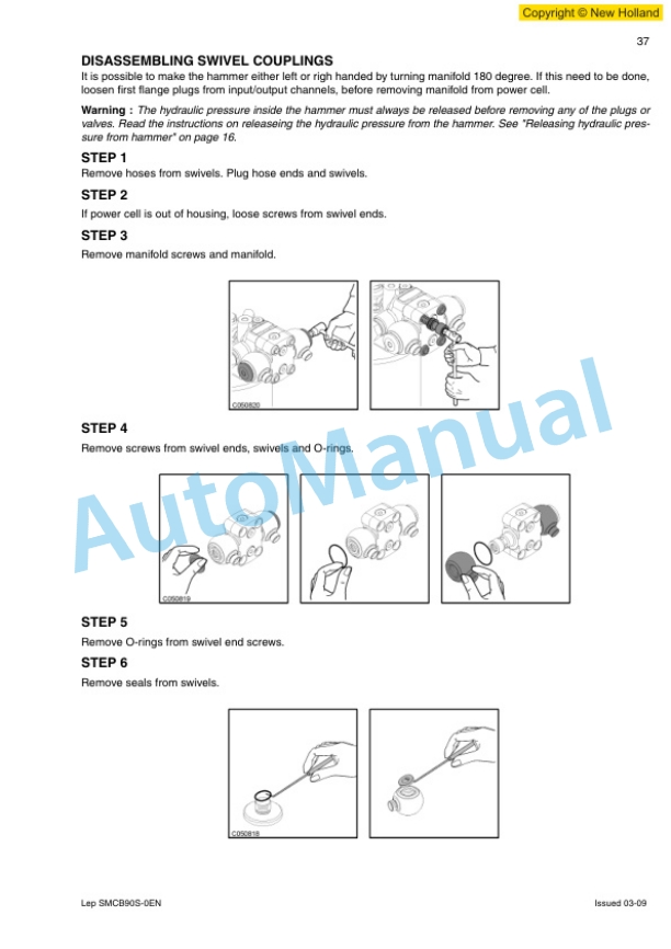 New Holland CB Series Hydraulic Hammer Service Manual 6036722103-3