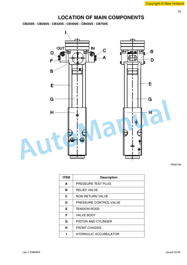 New Holland CB Series Hydraulic Hammer Service Manual 6036722103-5