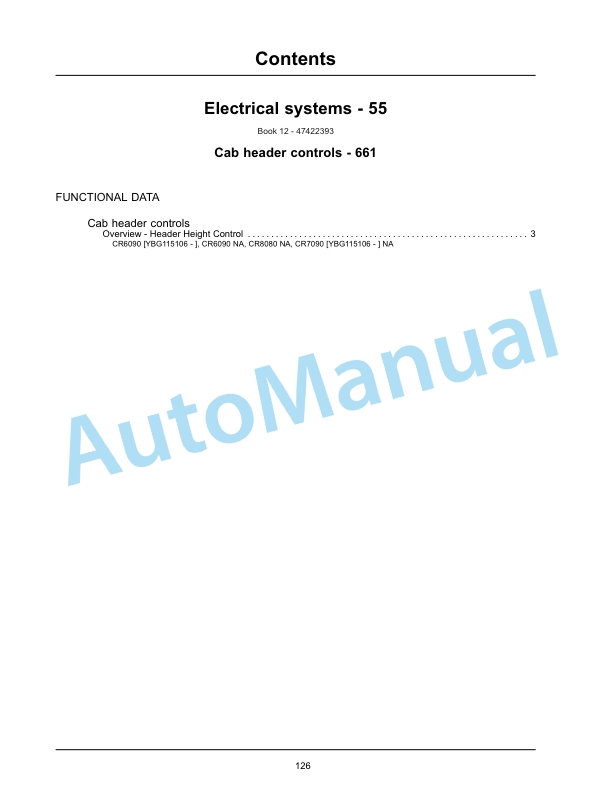 New Holland CR6090, CR7090, CR8080, CR8090, CR9090 Tier 4A Combine Service Manual 47422401-4