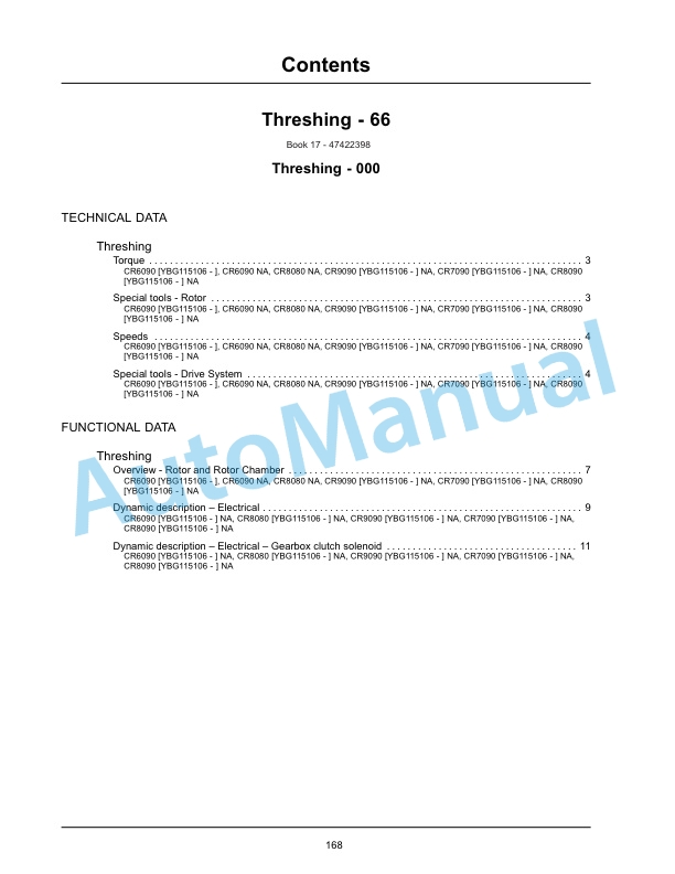 New Holland CR6090, CR7090, CR8080, CR8090, CR9090 Tier 4A Combine Service Manual 47422401-5