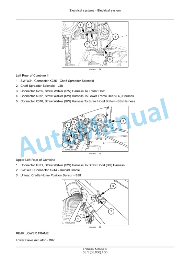 Alternative view of New Holland CR8.90, CR9.90, CX8.90 Tier 4A, CR10.90, CX8.80 Tier 4B Final Combine Service Manual 47956065