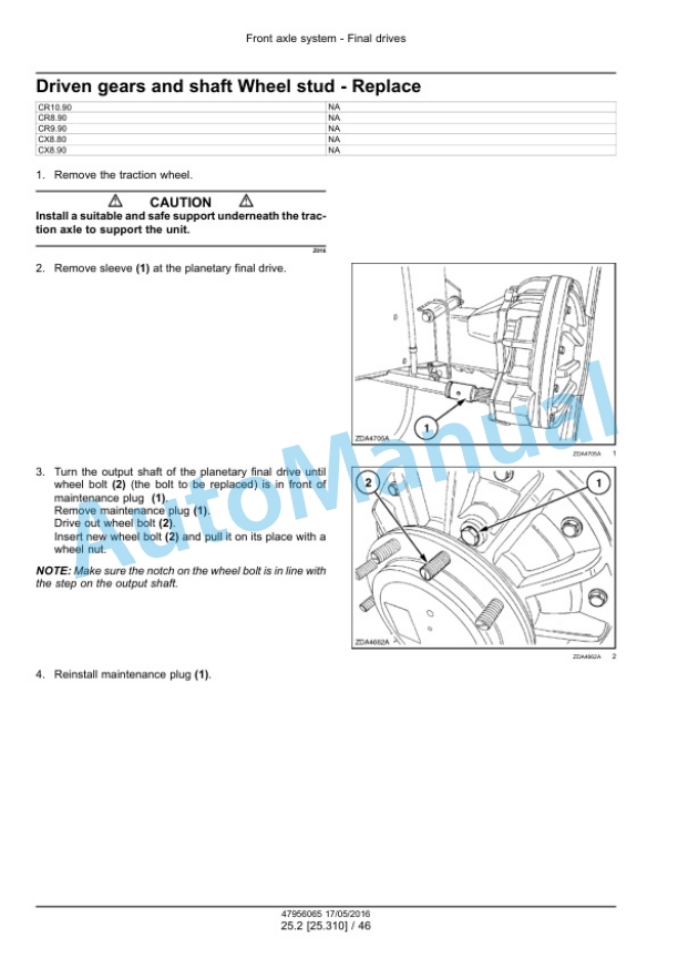 Alternative view of New Holland CR8.90, CR9.90, CX8.90 Tier 4A, CR10.90, CX8.80 Tier 4B Final Combine Service Manual 48017722
