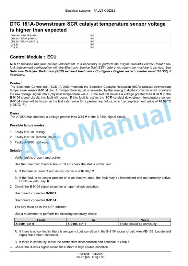 New Holland CR8.90, CR9.90, CX8.90 Tier 4A, CR10.90, CX8.80 Tier 4B Final Combine Service Manual 48017729-2