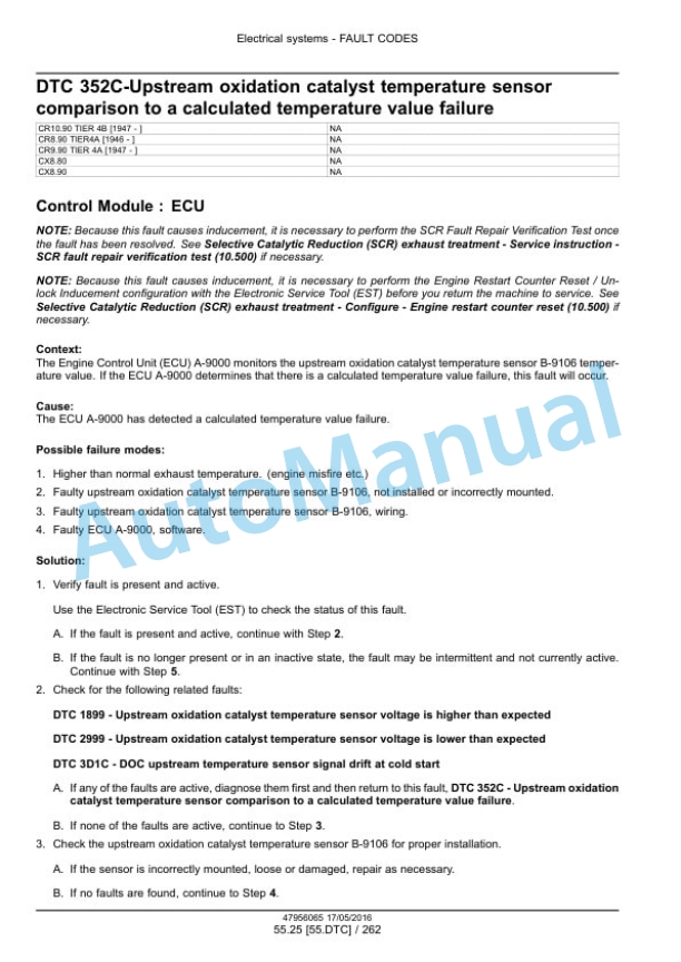 New Holland CR8.90, CR9.90, CX8.90 Tier 4A, CR10.90, CX8.80 Tier 4B Final Combine Service Manual 48017729-4