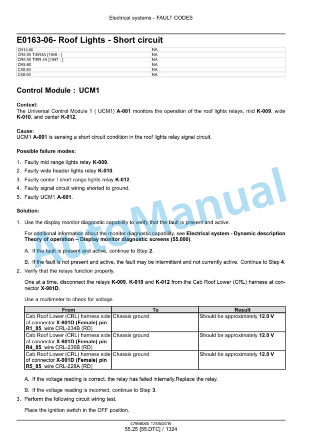 New Holland CR8.90, CR9.90, CX8.90 Tier 4A, CR10.90, CX8.80 Tier 4B Final Combine Service Manual 48017732-4