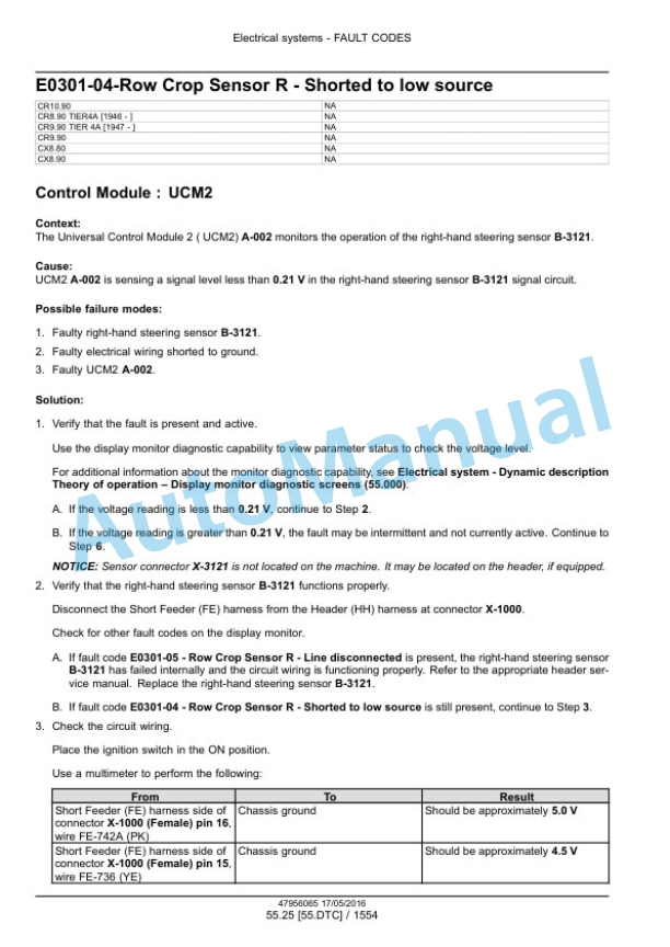 New Holland CR8.90, CR9.90, CX8.90 Tier 4A, CR10.90, CX8.80 Tier 4B Final Combine Service Manual 48017733-3