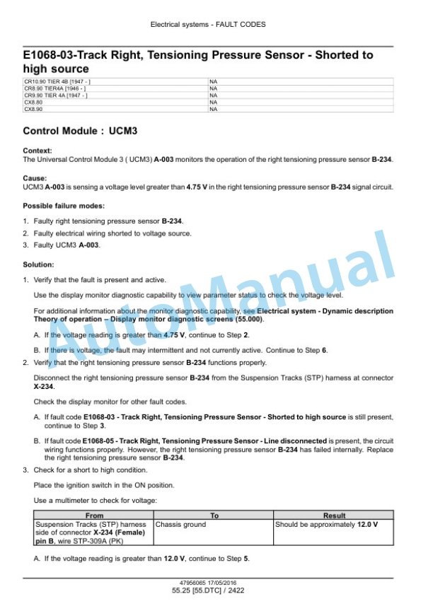 New Holland CR8.90, CR9.90, CX8.90 Tier 4A, CR10.90, CX8.80 Tier 4B Final Combine Service Manual 48017735-4