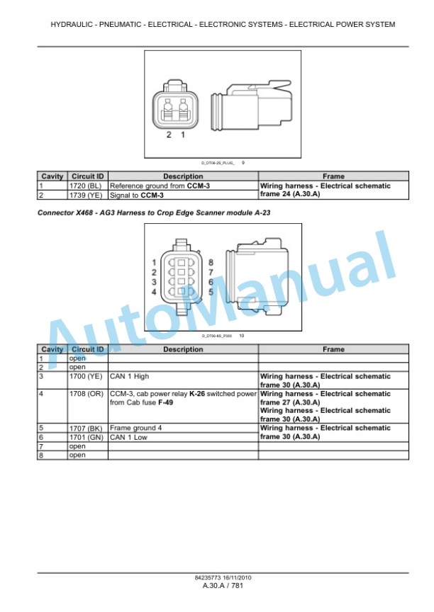 New Holland CR9040, CR9060, CR9065, CR9070, CR9080 Combine Service Manual 84235773-2