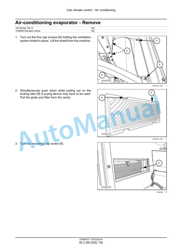 Alternative view of New Holland CR9090, CX8080, CX8090 Elevation Tier 4A Combine Service Manual 47695751