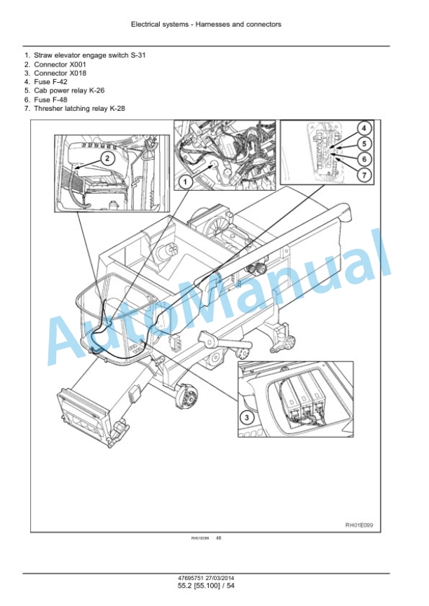 New Holland CR9090, CX8080, CX8090 Elevation Tier 4A Combine Service Manual 47712611-2