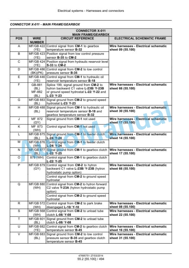 New Holland CR9090, CX8080, CX8090 Elevation Tier 4A Combine Service Manual 47712612-5