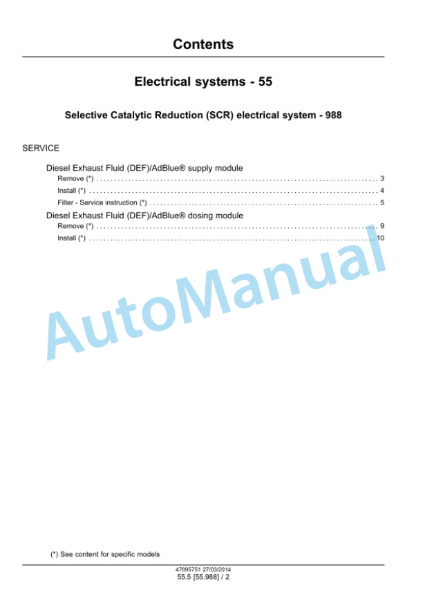 Alternative view of New Holland CR9090, CX8080, CX8090 Elevation Tier 4A Combine Service Manual 47712614