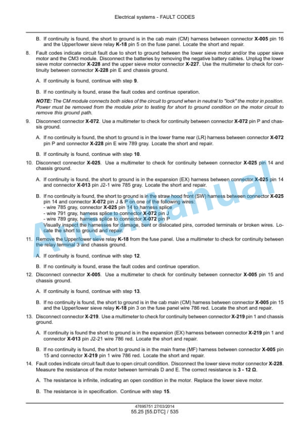 New Holland CR9090, CX8080, CX8090 Elevation Tier 4A Combine Service Manual 47712617-3