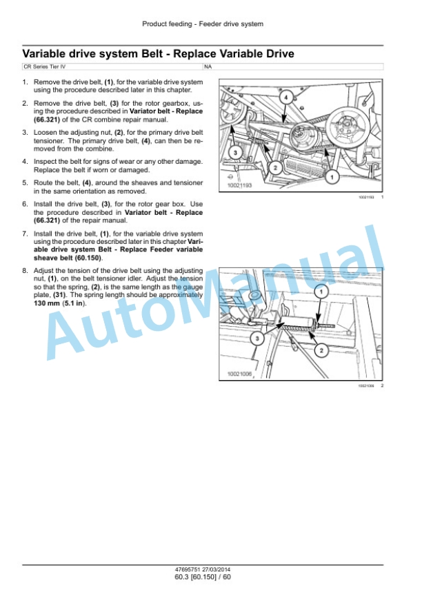 Alternative view of New Holland CR9090, CX8080, CX8090 Elevation Tier 4A Combine Service Manual 47712619