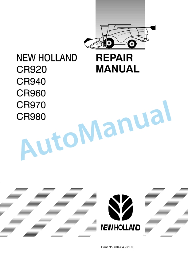 New Holland CR920, CR940, CR960, CR970, CR980 Combine Repair Manual 6046497100