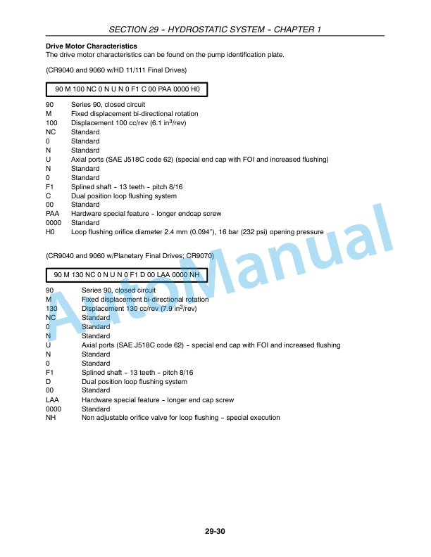 New Holland CR940, CR960, CR970 Combine Repair Manual 87682454-3