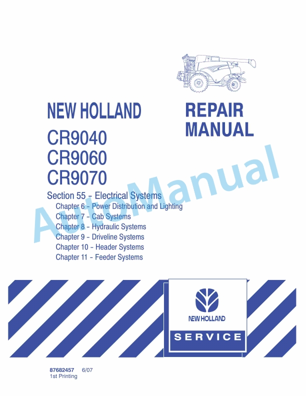 New Holland CR940, CR960, CR970 Combine Repair Manual 87682457