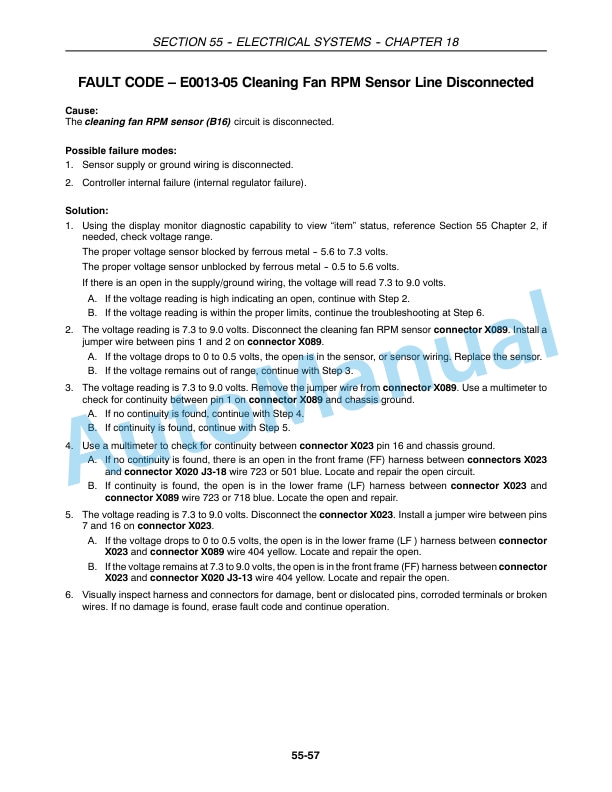 New Holland CR940, CR960, CR970 Combine Repair Manual 87682459-2