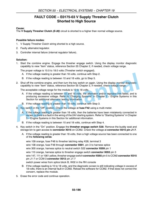 New Holland CR940, CR960, CR970 Combine Repair Manual 87682460-4