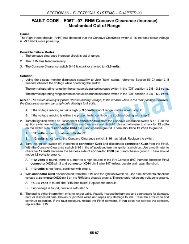 New Holland CR940, CR960, CR970 Combine Repair Manual 87682462-3