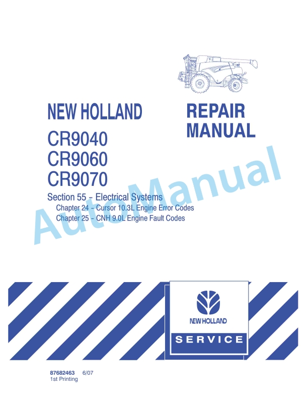 New Holland CR940, CR960, CR970 Combine Repair Manual 87682463