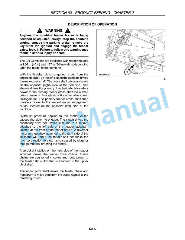 New Holland CR940, CR960, CR970 Combine Repair Manual 87682464-2