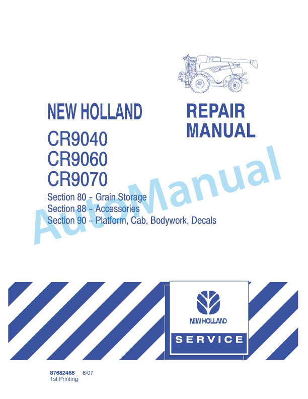 New Holland CR940, CR960, CR970 Combine Repair Manual 87682466