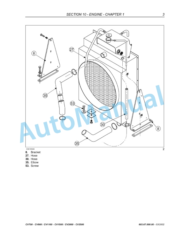 Alternative view of New Holland CV700, CV900, CV1100, CV1500, CV2000, CV2500 Compactor Service Manual 6036700000