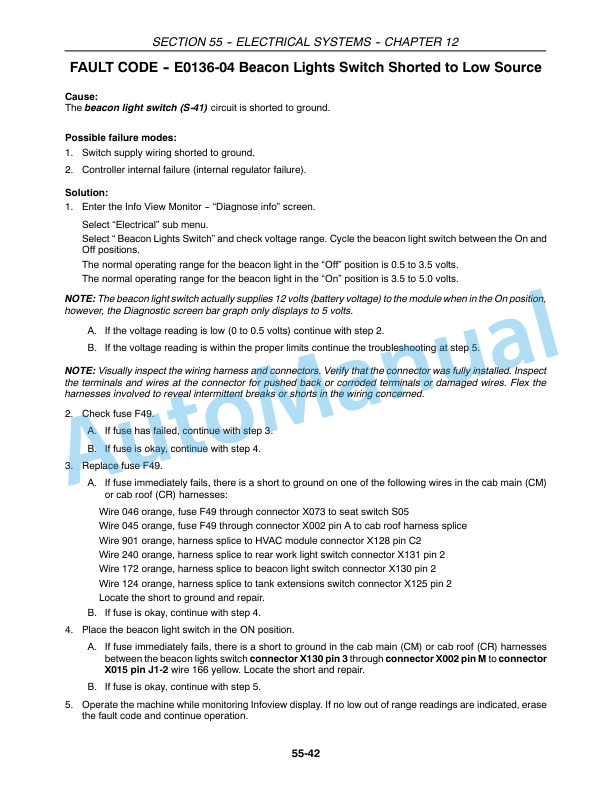 New Holland CX Series Repair Manual 87360007-2